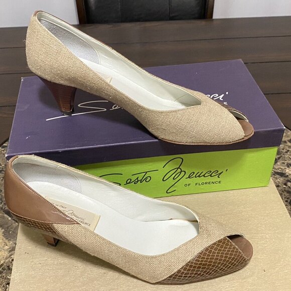 VTG Sesto Meucci Of Florence Women’s Pumps Kitten Heel Shoes - Picture 11 of 16